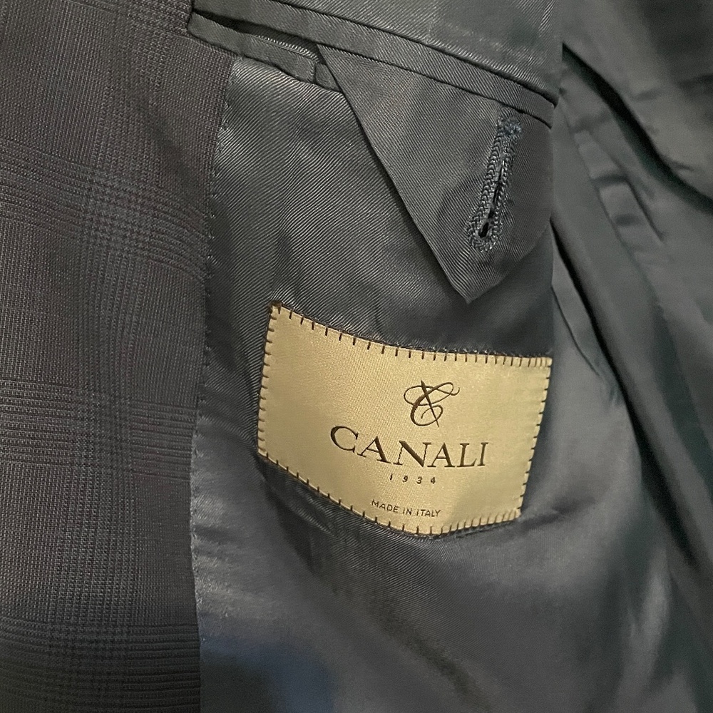 $1800 Canali Blue Checked Sport Coat/ Blazer - 40 - Picture 9 of 15